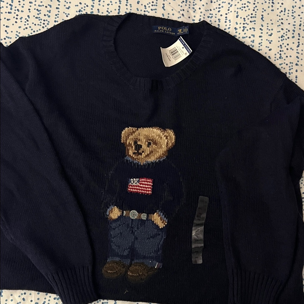 Polo by Ralph Lauren Navy Sweater with Bear Design
